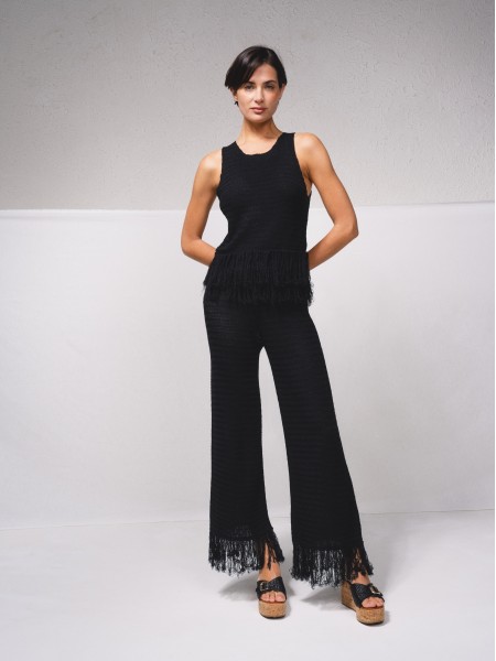 Pantalon en crochet avec franges