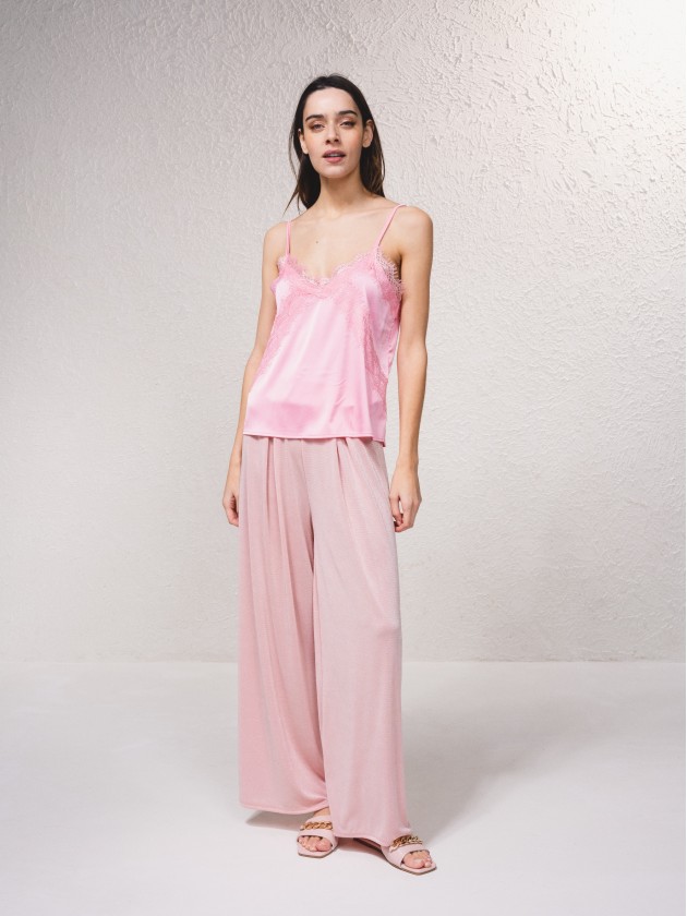 Satin top with lace details
