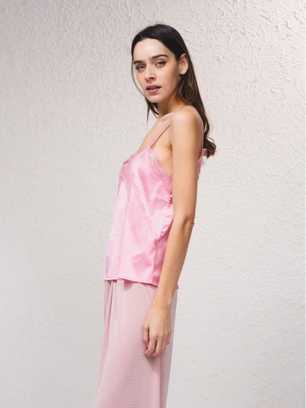 Satin top with lace details
