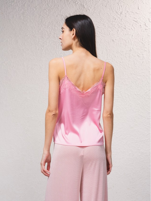 Satin top with lace details