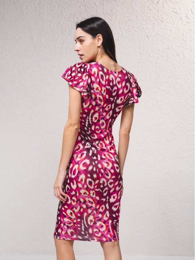 Vestido em malha fria com estampado