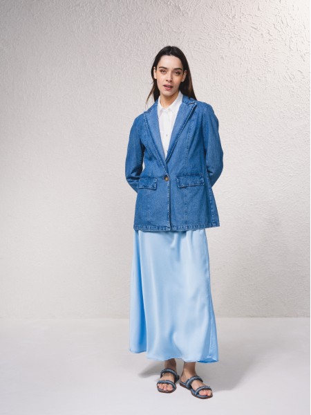 Blazer bsico em ganga