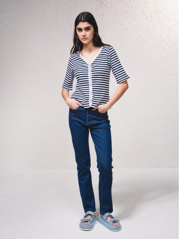 Calas ganga slim fit cintura subida