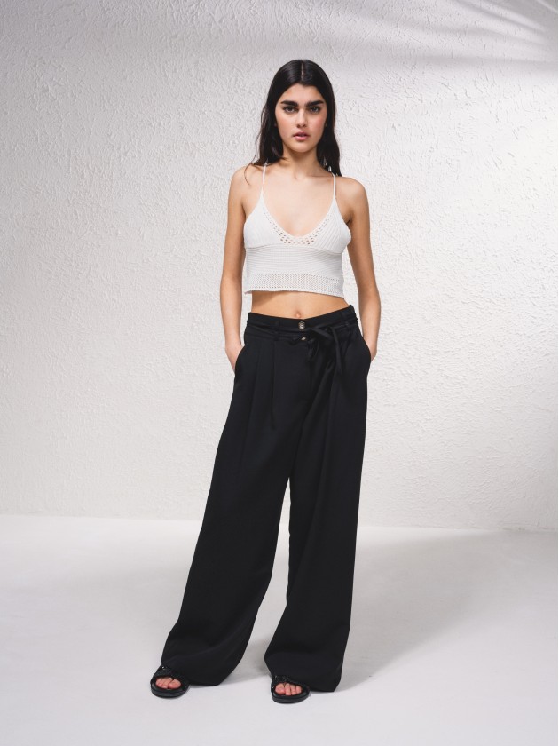 Calas wide leg com atilho