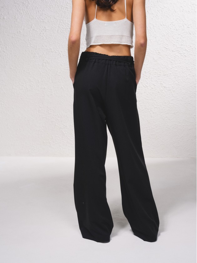 Calas wide leg com atilho