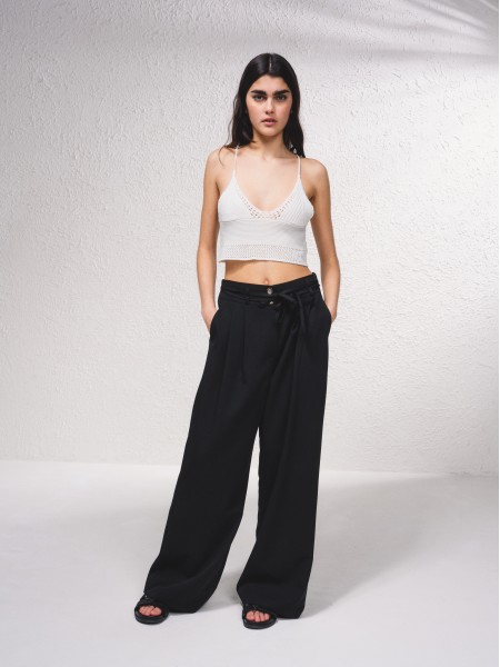 Calas wide leg com atilho