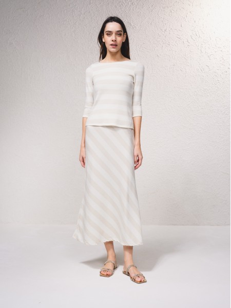 Midi skirt with striped print