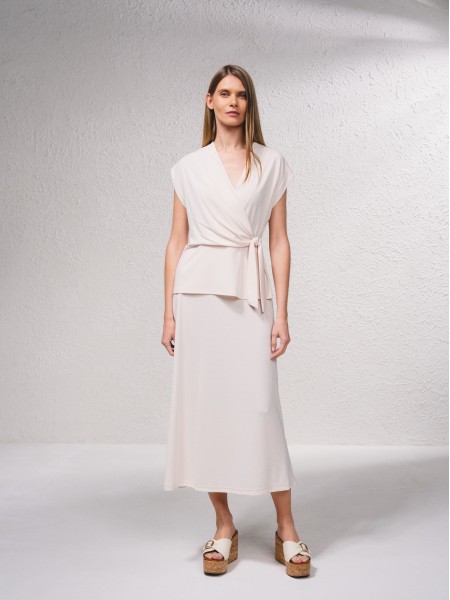Fluid mesh midi skirt