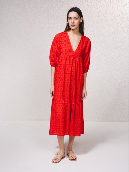 Robe midi broderie anglaise
