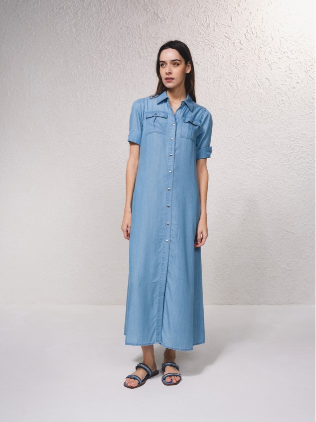 Vestido camiseiro em tencel