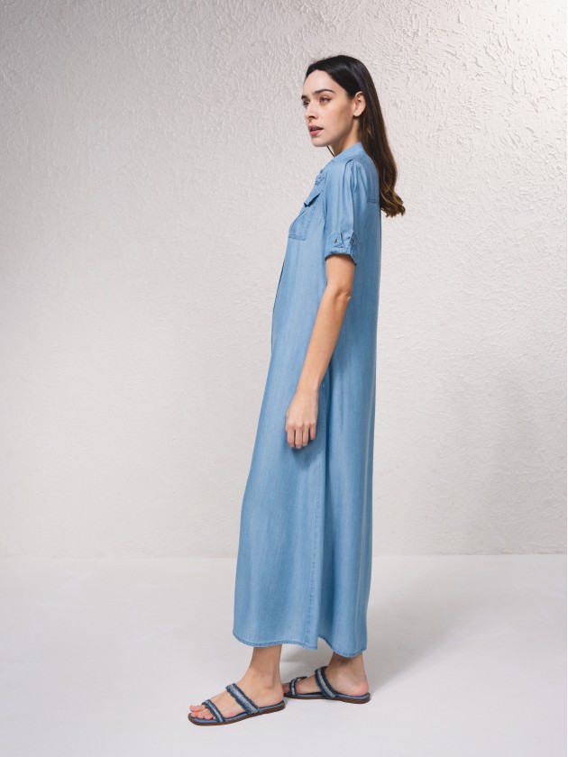Vestido camiseiro em tencel