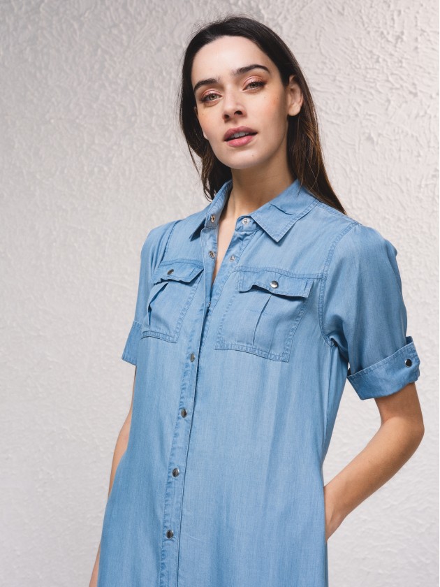 Vestido camiseiro em tencel