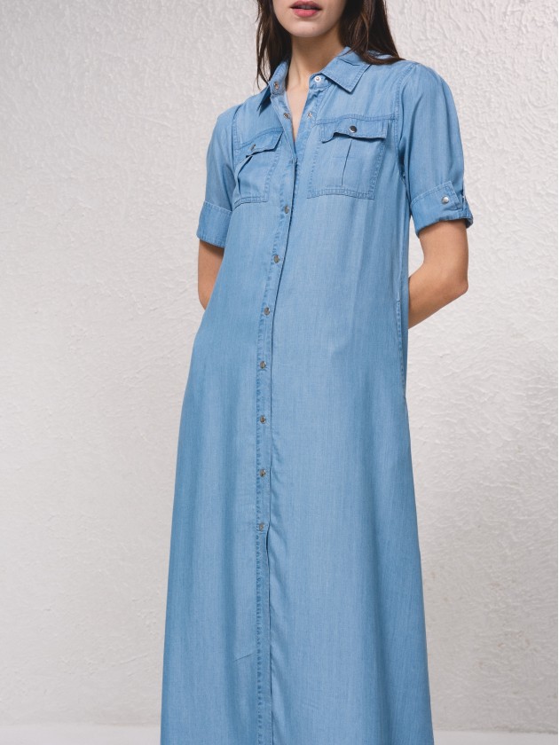 Vestido camiseiro em tencel
