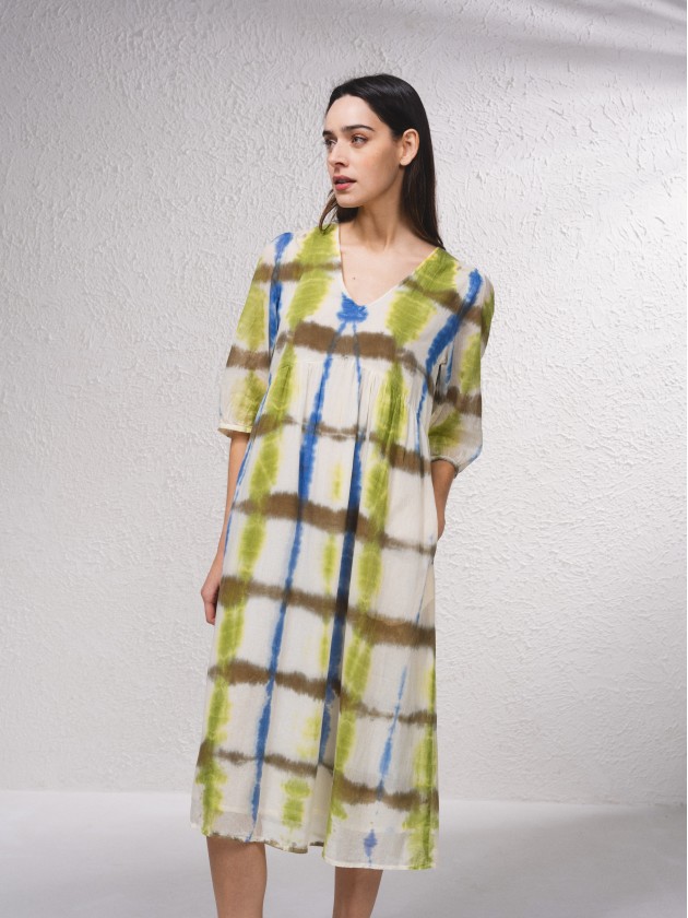 Vestido midi com estampado