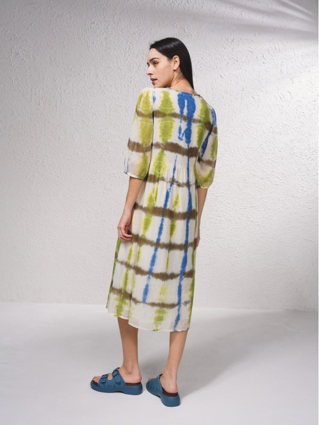 Vestido midi com estampado