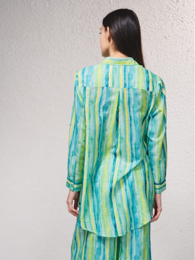 Tnica fluida com estampado de riscas