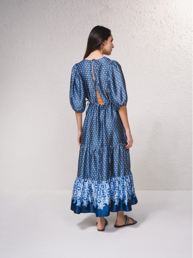 Vestido acetinado estampado
