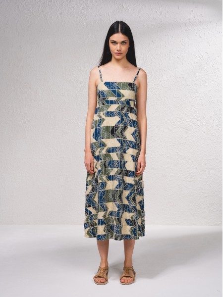 Vestido midi com estampado