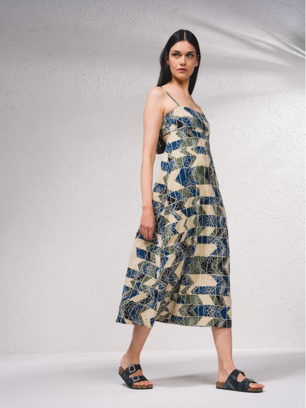 Vestido midi com estampado
