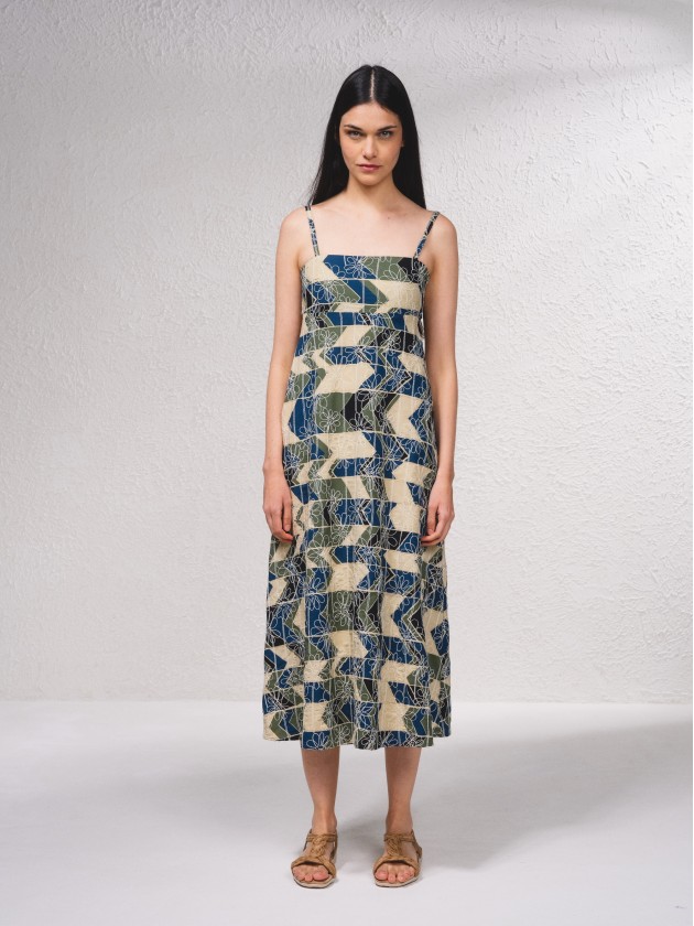 Vestido midi com estampado