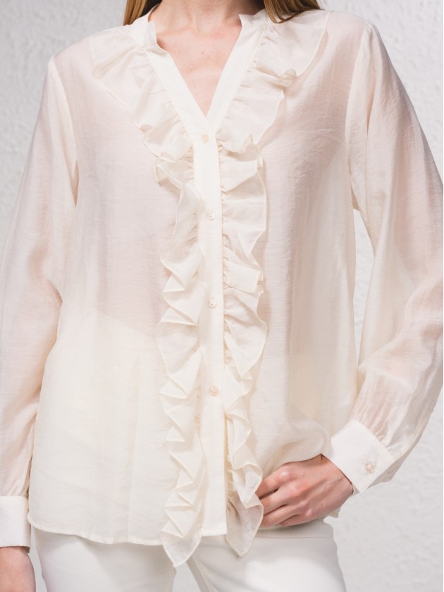 Blouse avec volants sur le devant