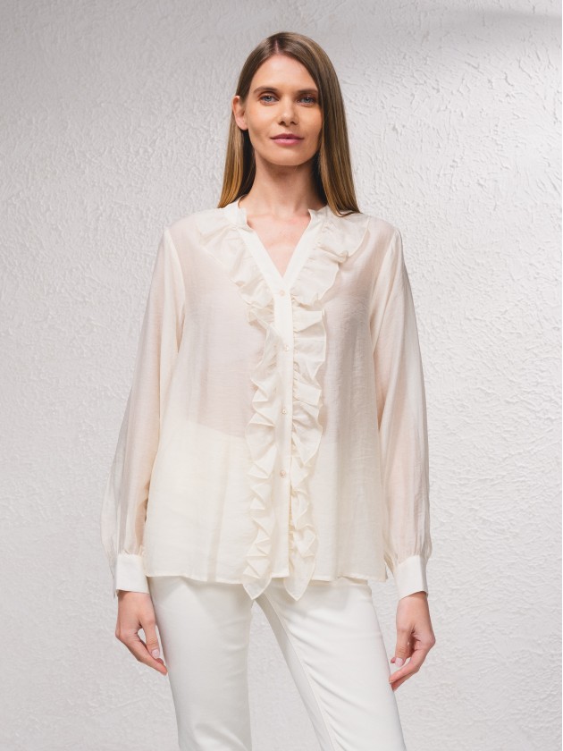 Blouse avec volants sur le devant
