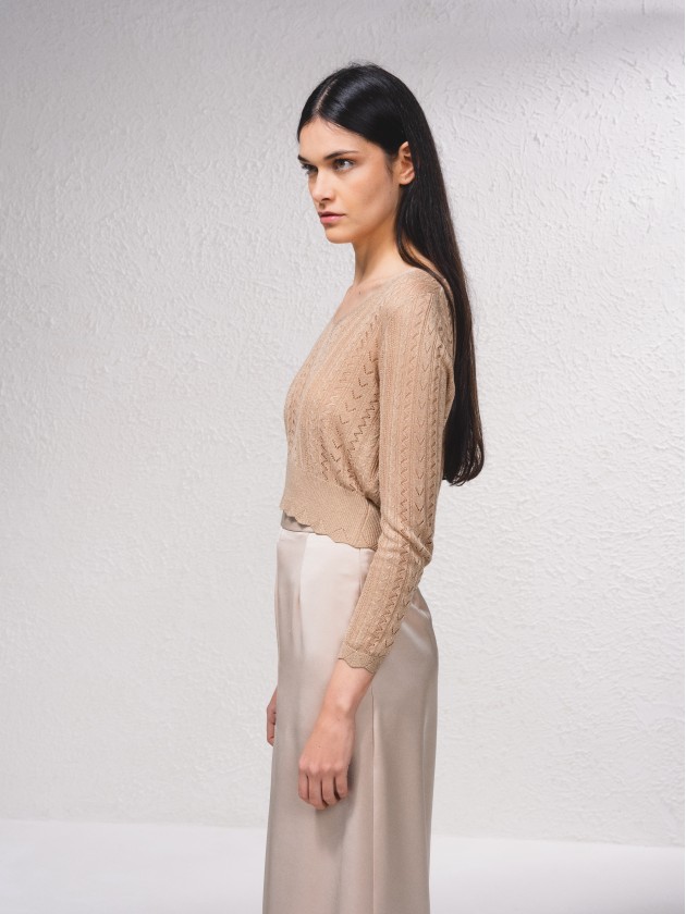 Camisola crop em croch