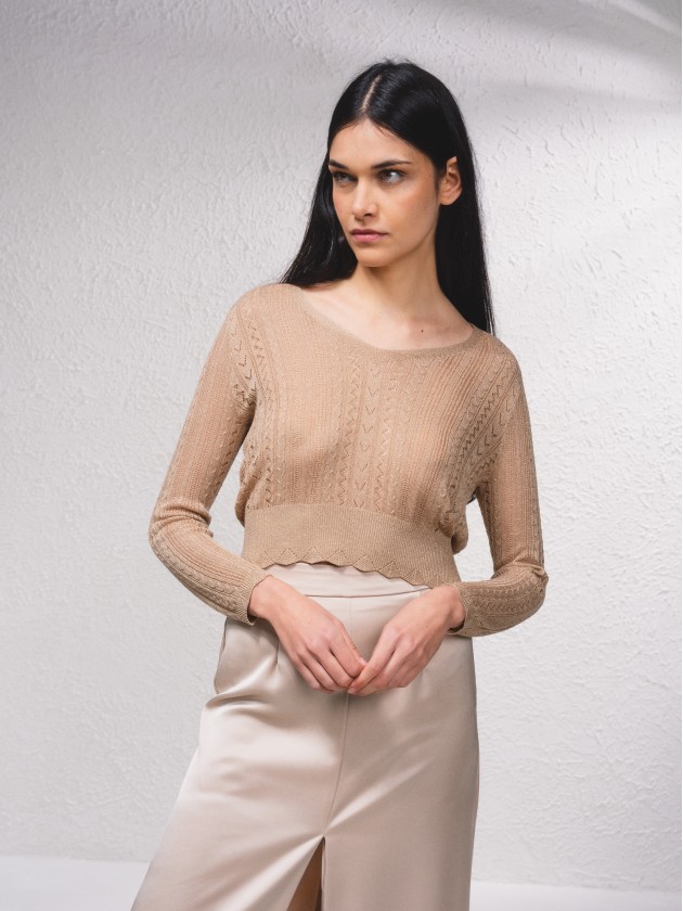 Camisola crop em croch