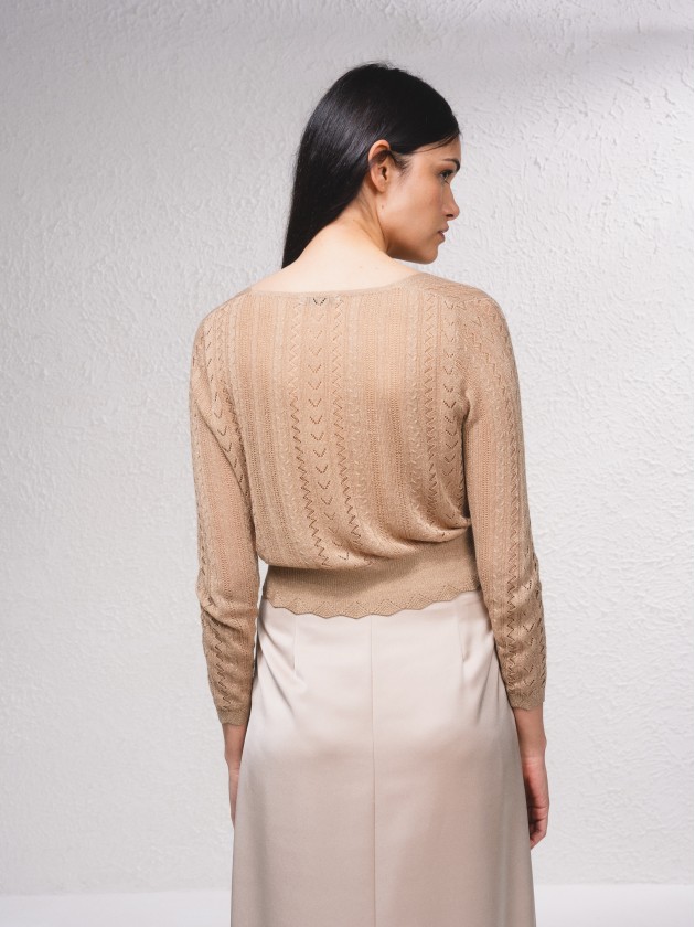 Camisola crop em croch