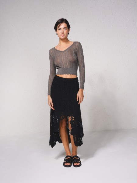 Camisola crop em croch