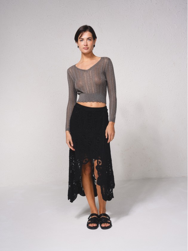 Camisola crop em croch