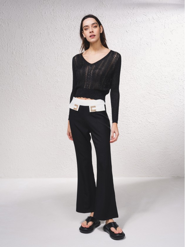 Camisola crop em croch