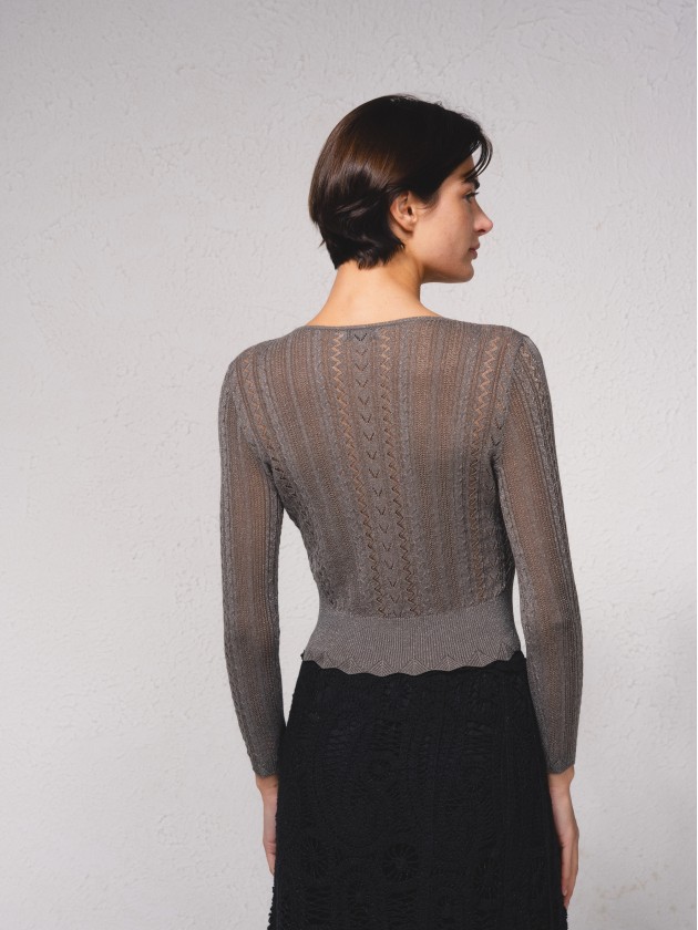 Camisola crop em croch