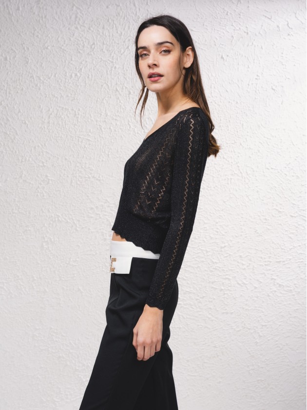 Camisola crop em croch