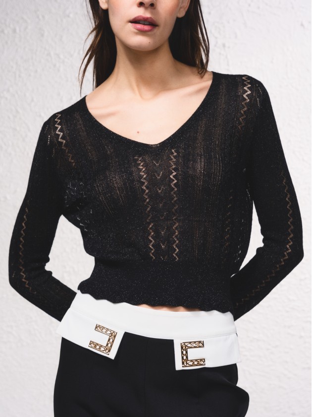 Camisola crop em croch