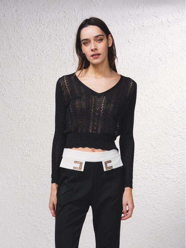 Camisola crop em croch