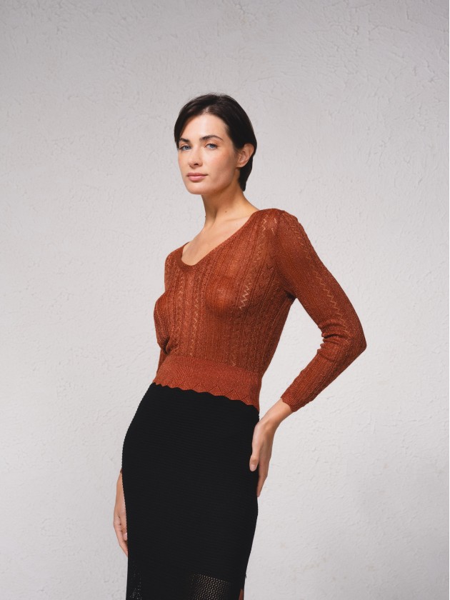 Camisola crop em croch