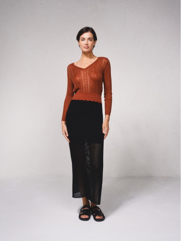 Camisola crop em croch