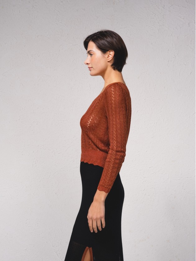 Camisola crop em croch
