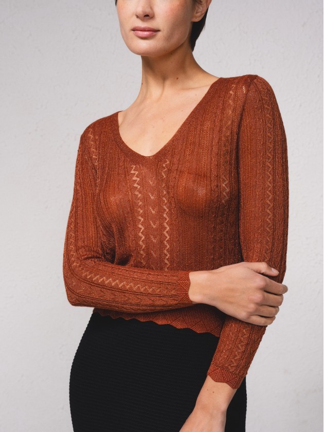 Camisola crop em croch