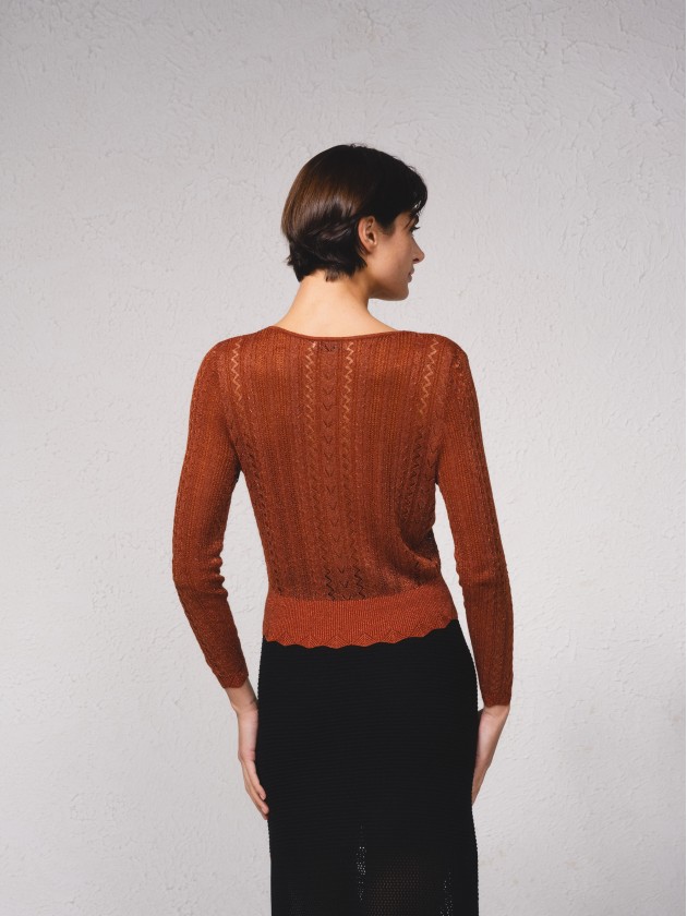 Camisola crop em croch