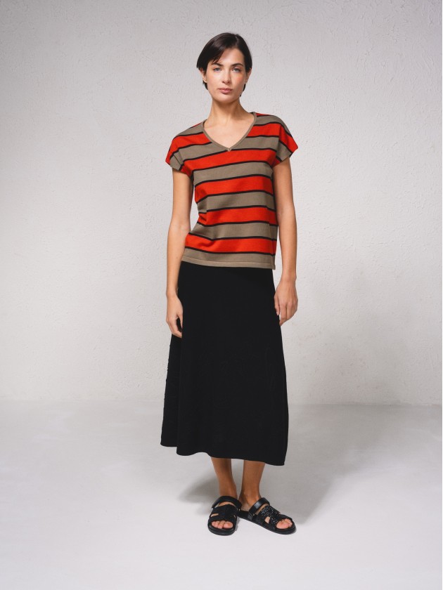 Camisola em malha s riscas