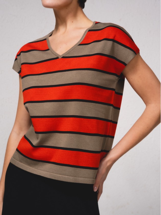 Camisola em malha s riscas