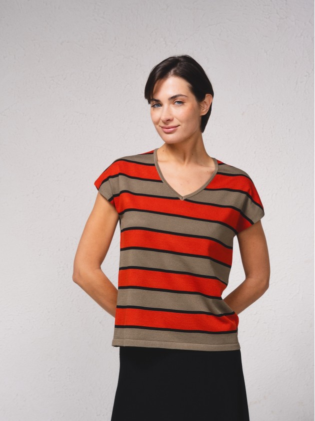Camisola em malha s riscas