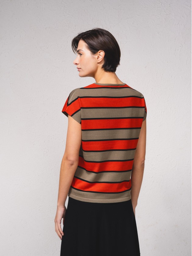 Camisola em malha s riscas