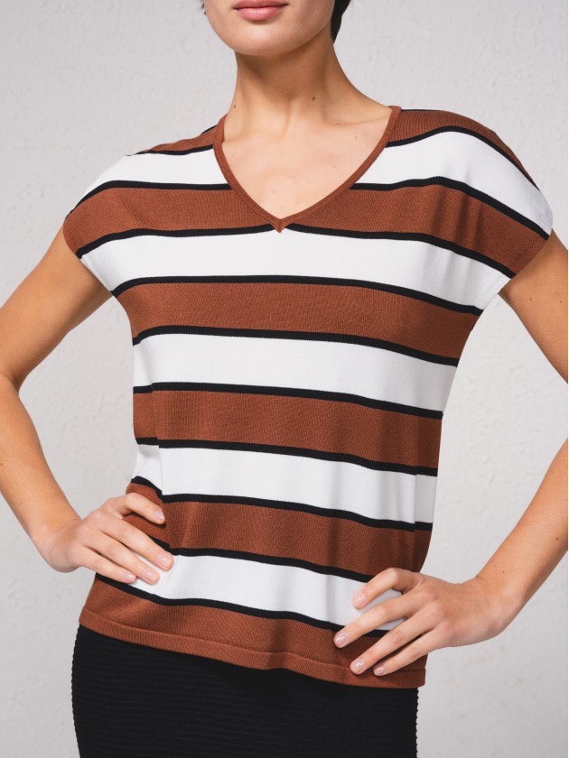 Camisola em malha s riscas
