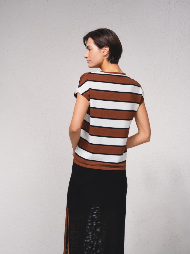 Camisola em malha s riscas