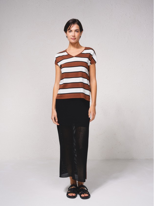 Camisola em malha s riscas