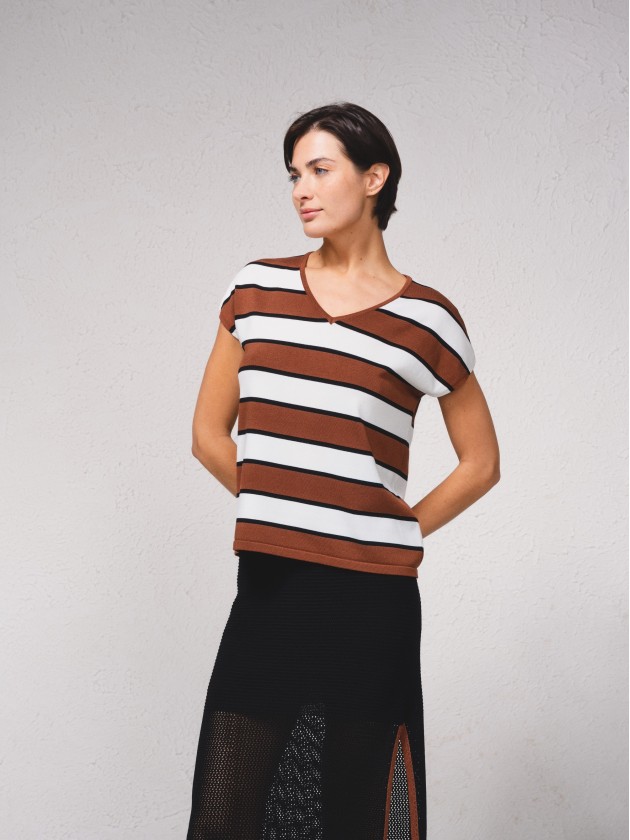 Camisola em malha s riscas
