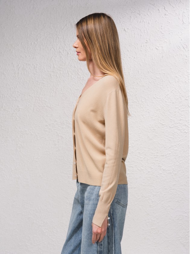 Cardigan em malha fina